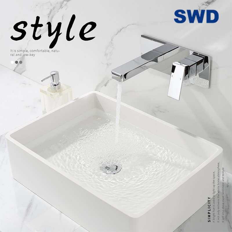 Luxury Popular bathroom Washbasin Bathtub Sink Chrome Wall Mounted Basin Faucet Mixer Single Faucet Basin Mixer