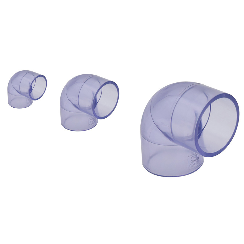 Socket Thread DN15 to DN100 90 degree Clear Transparent UPVC PVC Elbow pipe fitting