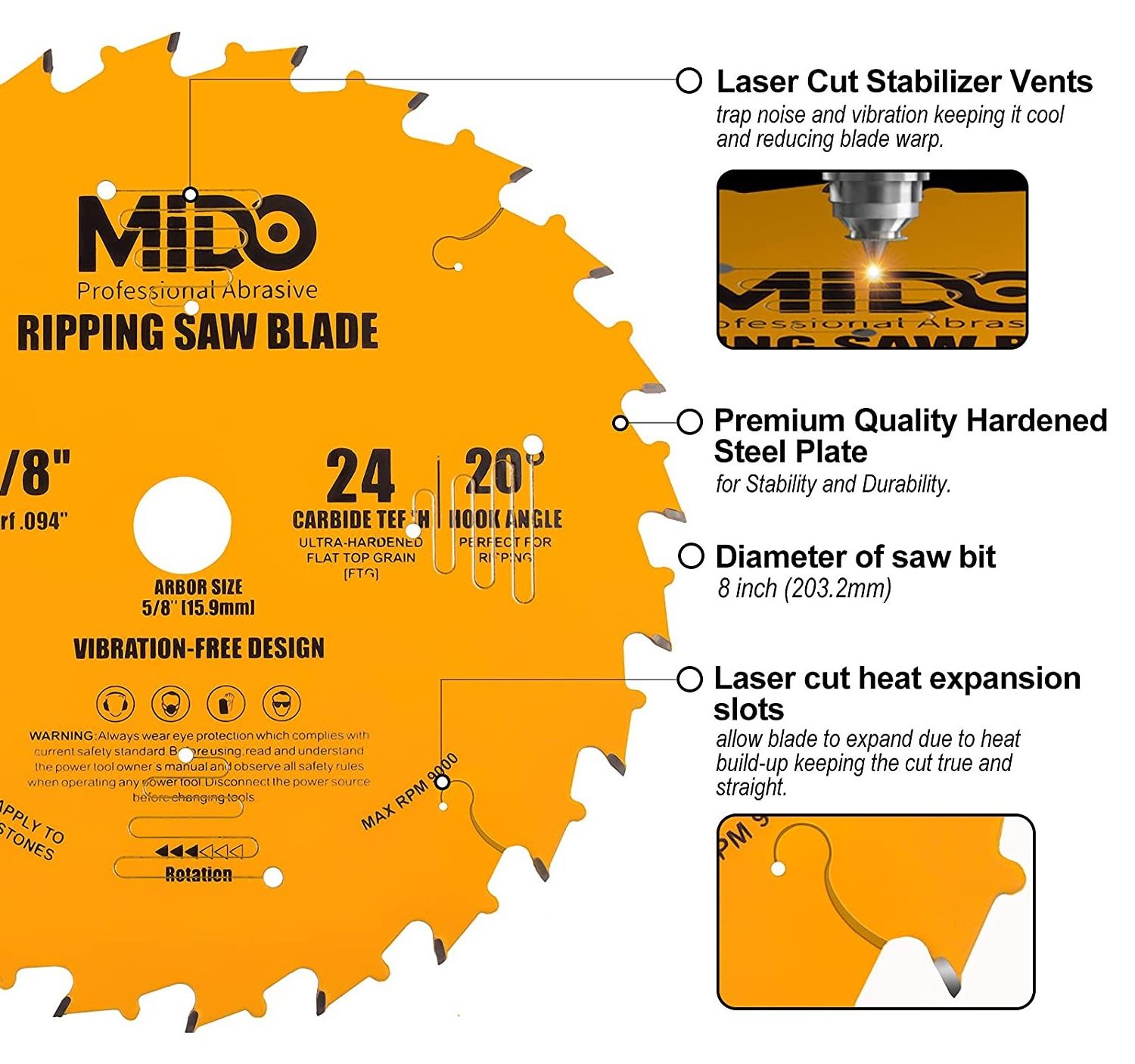 High Precision Abrasive Saw Blade 10 Inch Miter Saw Blades 50-Teeth Crosscutting Ripping  Carbide Cutting Saw Blades for Table