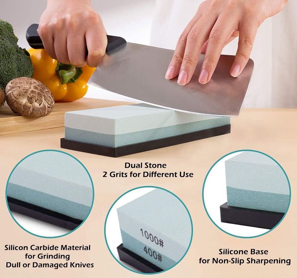 400/1000 Grit Dual Water Whetstone Set Kitchen Knife Sharpening Stone Abrasive Tools for Sharp Knife Maintenance