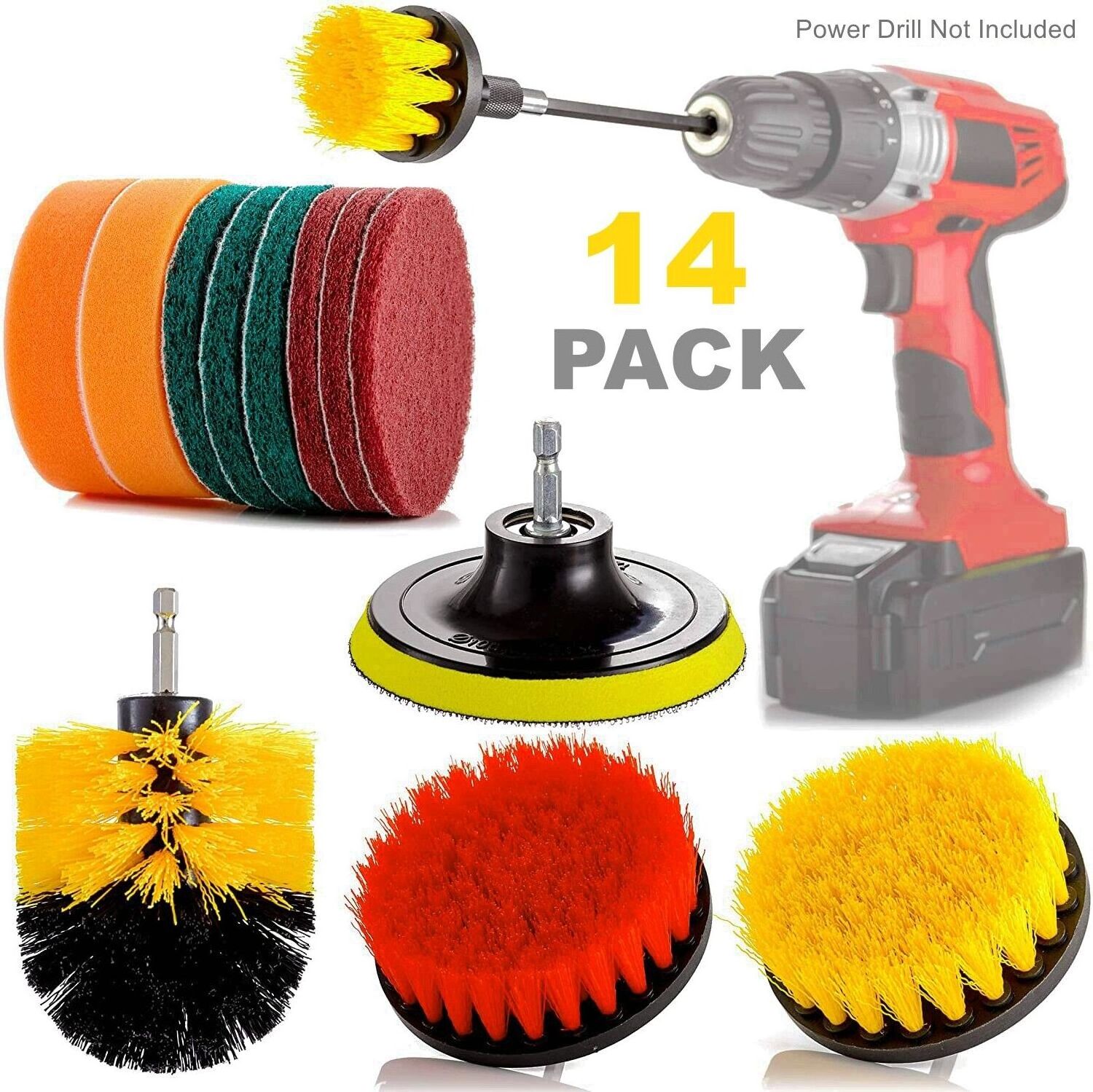 14pcs Power Scrubber Polishing Buffing Pads Kit Drill Brush Attachment Set for Convenient Scrubbing 1000v insulated tools