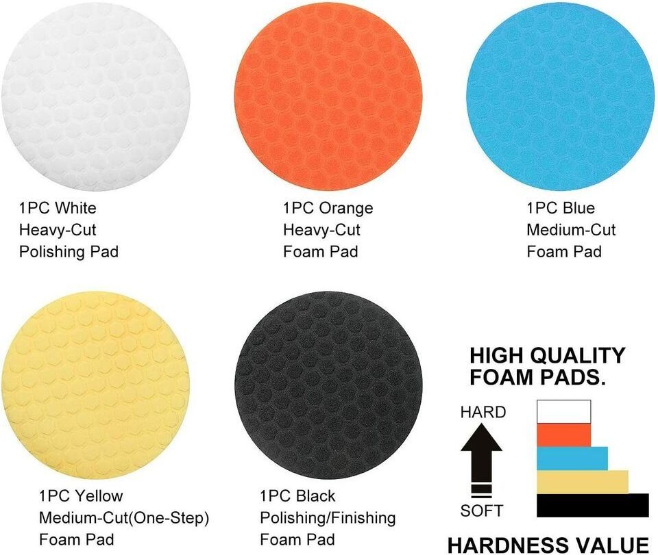 5-Piece 6-Inch Car Polishing Pad Foam Buffer for Waxing Finishing Buffing Wheel Essential Tool for Car Polisher