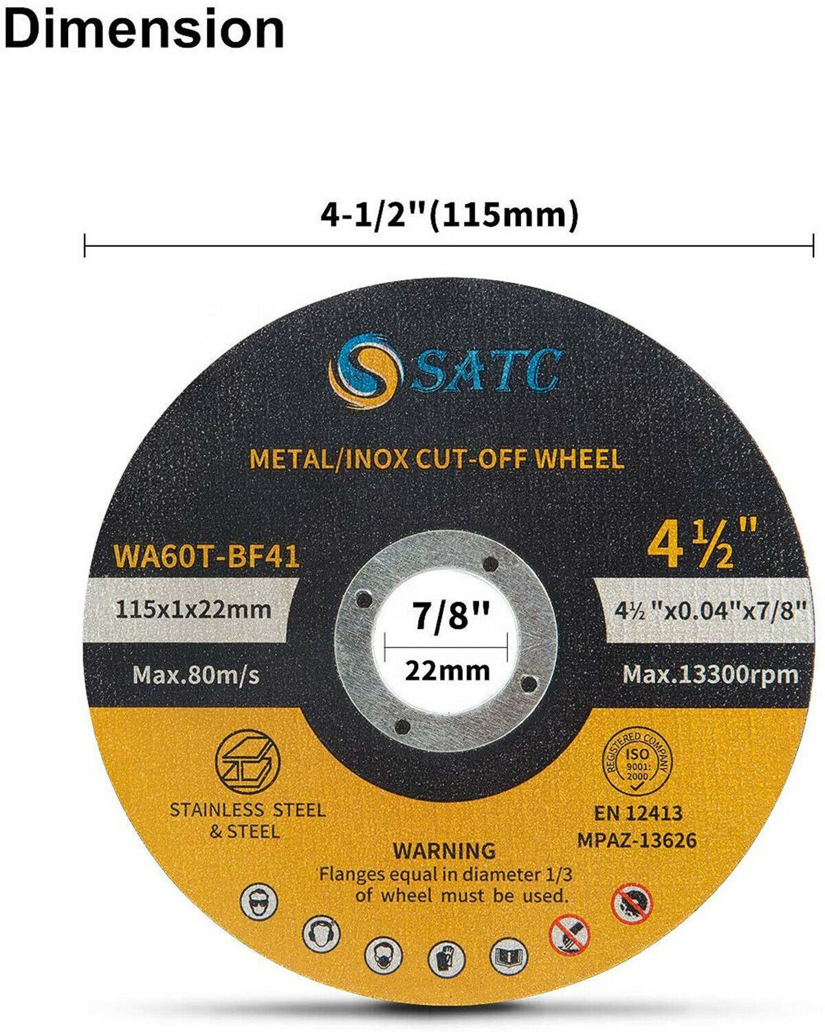 SATC 25Pack Cut Off Wheels 4-1/2 Metal Stainless Steel Cutting Disc for Angle Grinder