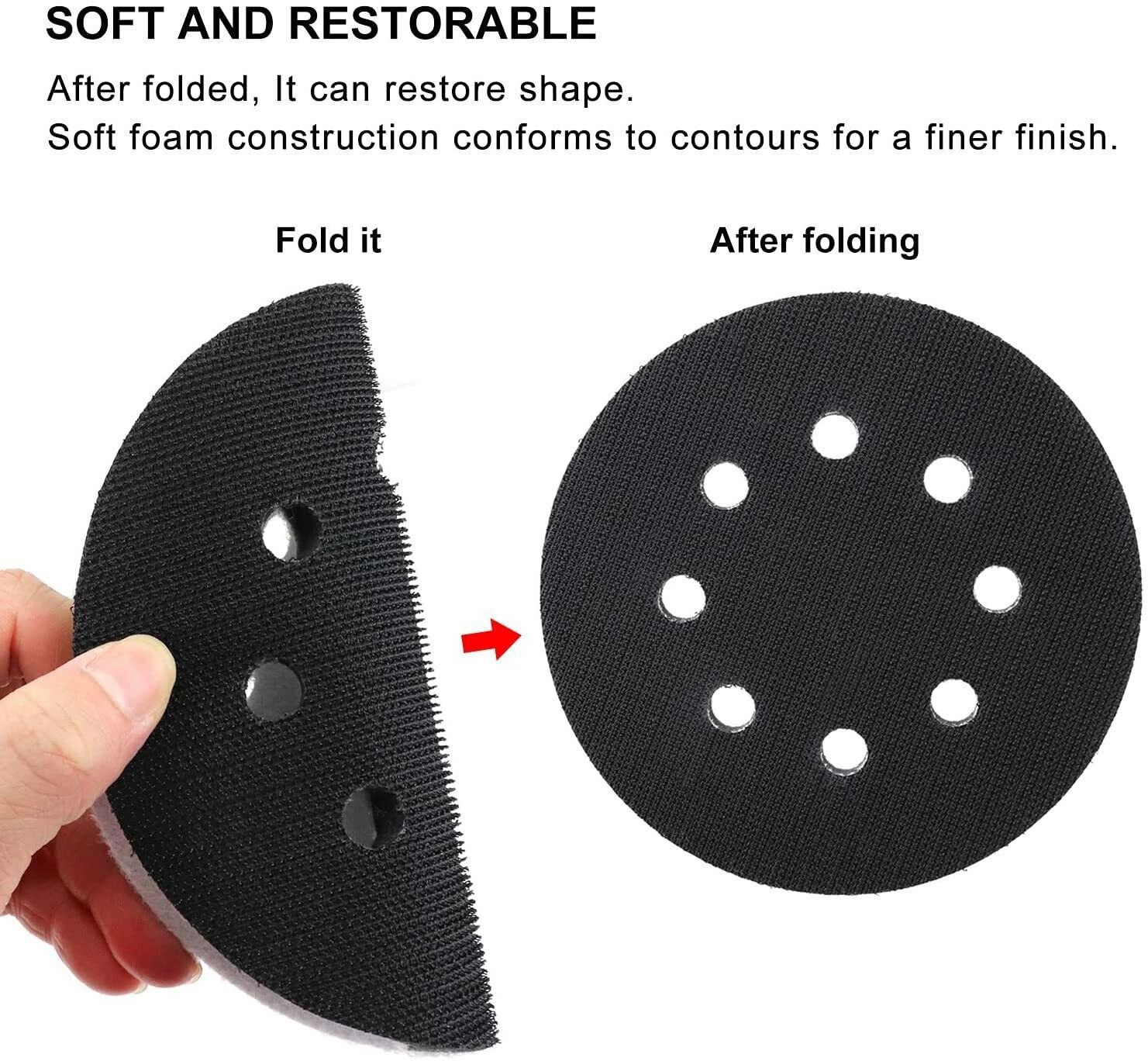 2PCS 5-Inch Hook Loop Soft Foam Interface Sanding Disc Interface Polishing Pads with Backing Pad for Buffer Use