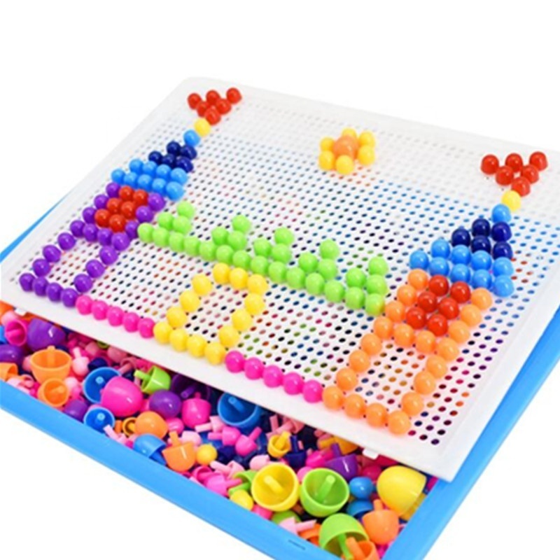 children diy gift  plastic 296pcs mushroom nail jigsaw toy puzzle