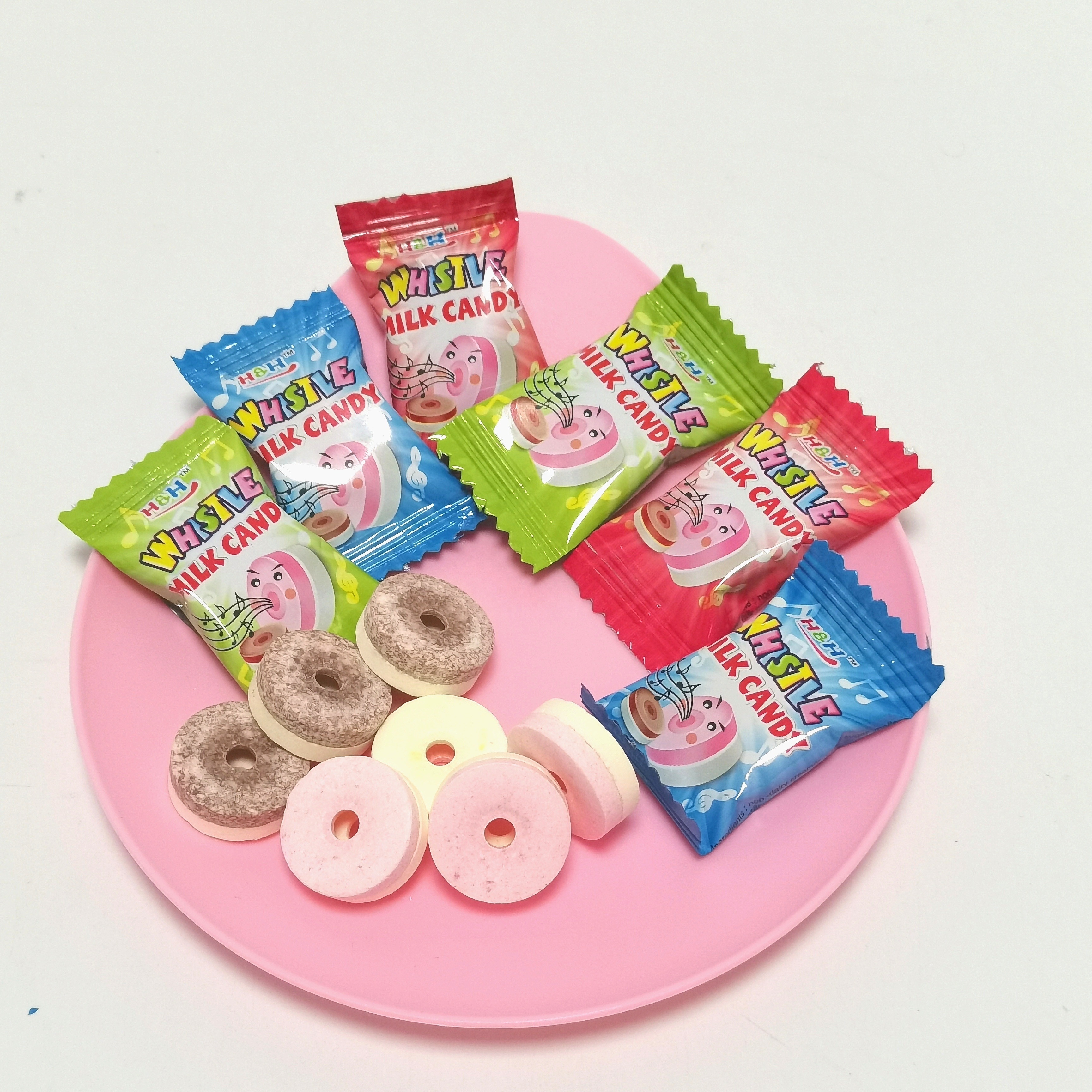 Fruit Flavour Bulk Circle Whistle Milk Pressed Tablet Candy