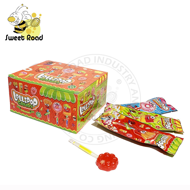 Halal Fruit Flavored 3 In 1 Lolly Light Glow Stick Lollipop Hard Candy Glow Stick Lollipop