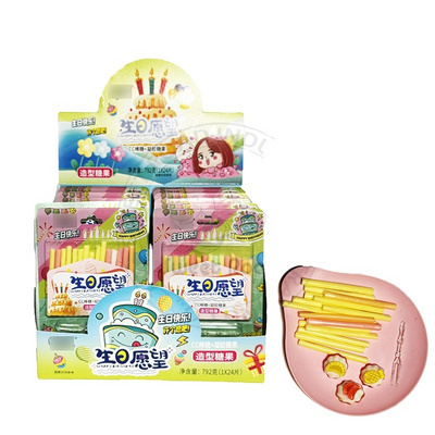 Birthday candy cc stick powder candy with fruit shaped candy