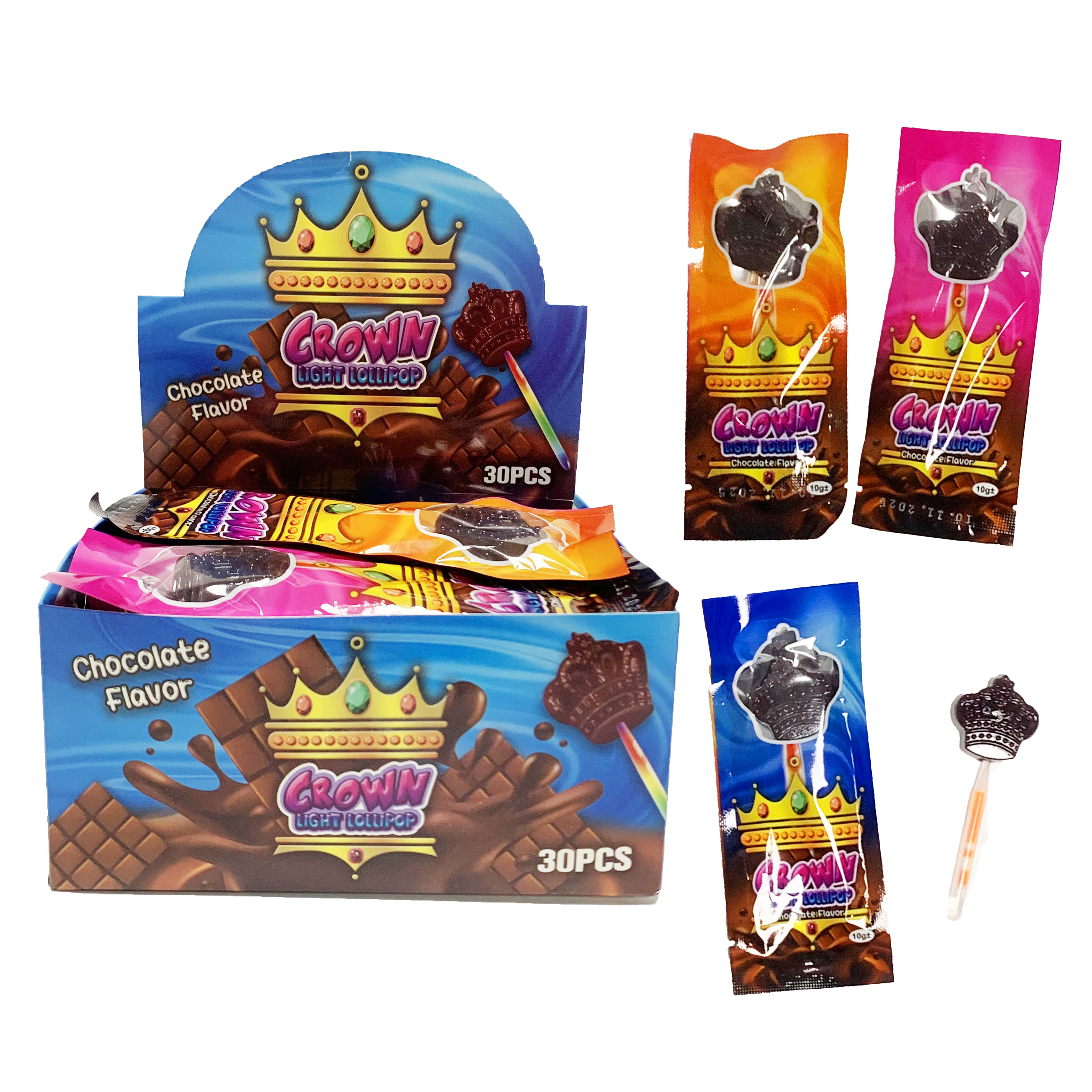 Chocolate flavor crown light lollipop chocolate lollipop crown lollipop