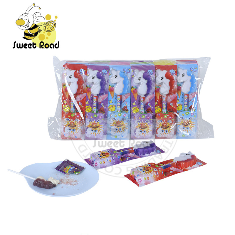 The unicorn lollipop with rock popping candy