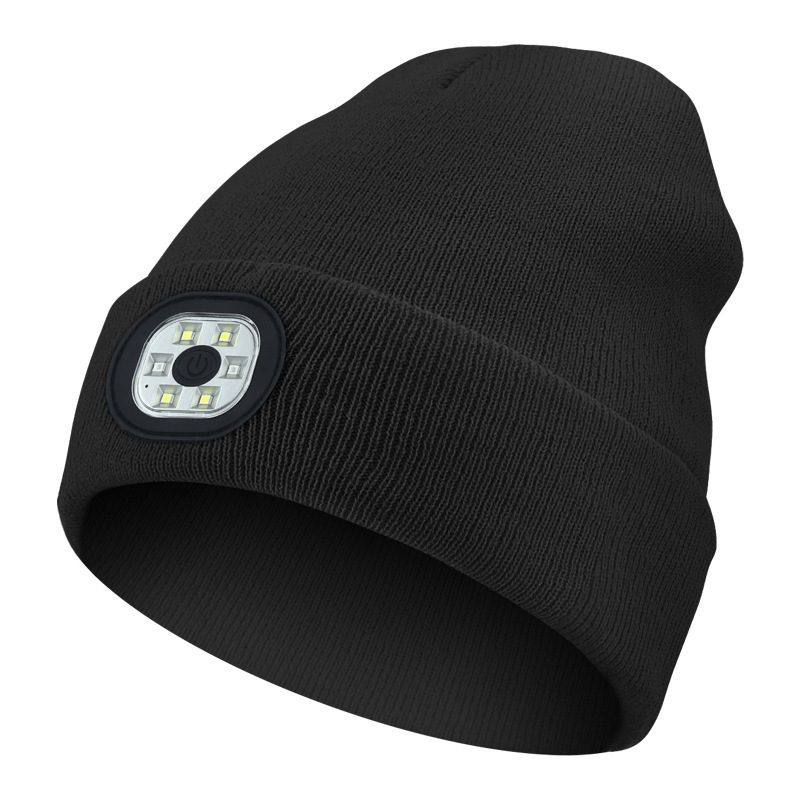 Shipping Fast USB Rechargeable LED Beanie Hands Free Headlamp Unisex Cap Winter Knitted Night Lighted Hat Flashlight Women Men G