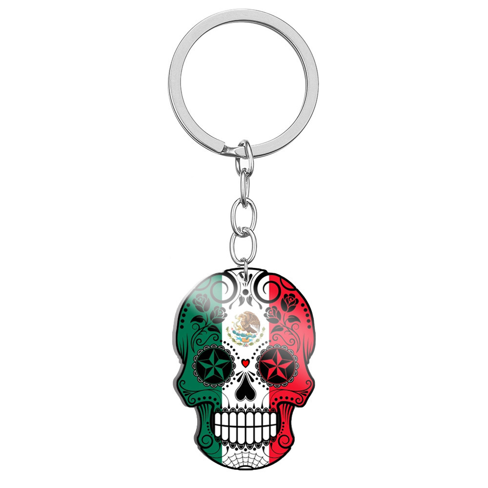 China Supplier Wholesale Custom Mexico Halloween Shape Souvenir Made Enamel Round Shapesd Metal Key Ring