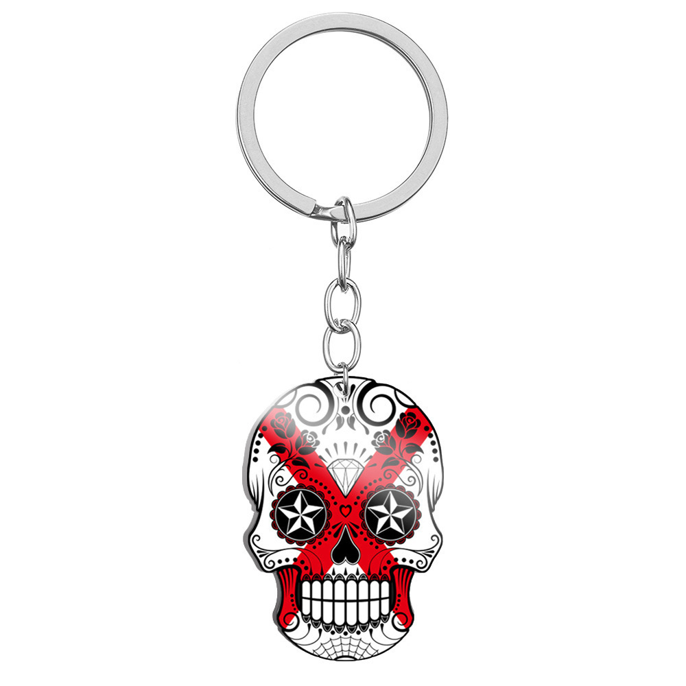 China Supplier Wholesale Custom Mexico Halloween Shape Souvenir Made Enamel Round Shapesd Metal Key Ring