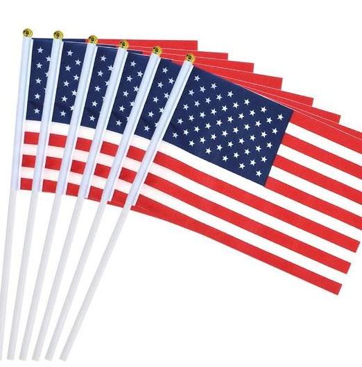 Shipping Fast USA American US Stick Mini Small Hand Held Flag For Sport Parade Party Festival Decorations