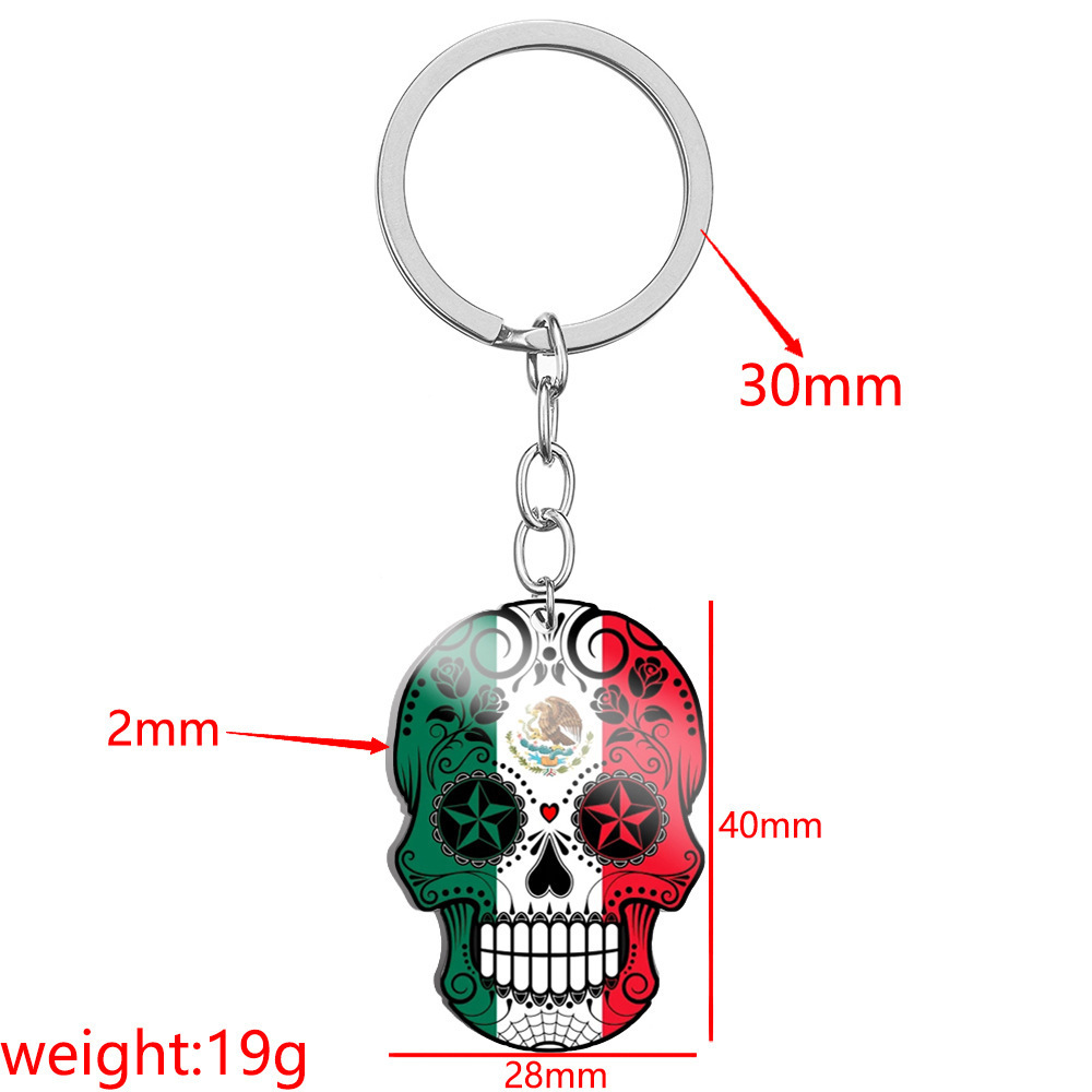 China Supplier Wholesale Custom Mexico Halloween Shape Souvenir Made Enamel Round Shapesd Metal Key Ring