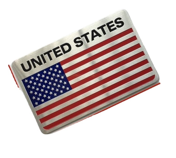 custom USA Flag Metal Sticker US Flag Car Sticker Car Decoration Leaf Plate Car Body Aluminum Sticker