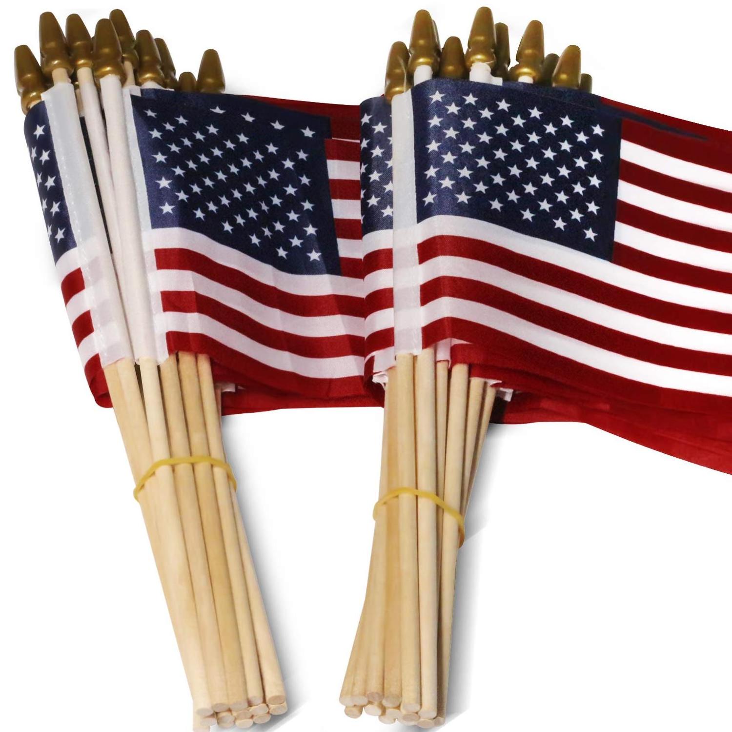 Shipping Fast USA American US Stick Mini Small Hand Held Flag For Sport Parade Party Festival Decorations