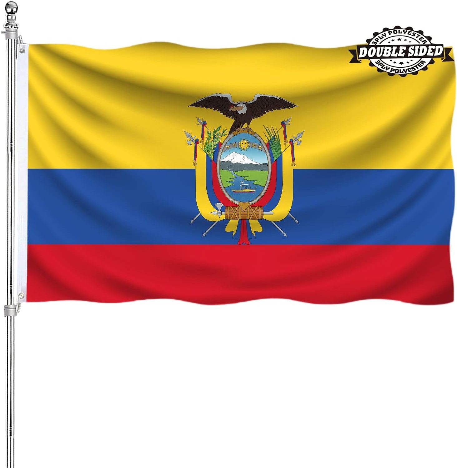 Ecuador Ecuadorian Flag of Countries 3x5 Double Sided Outdoor National Flags 3 Ply Material