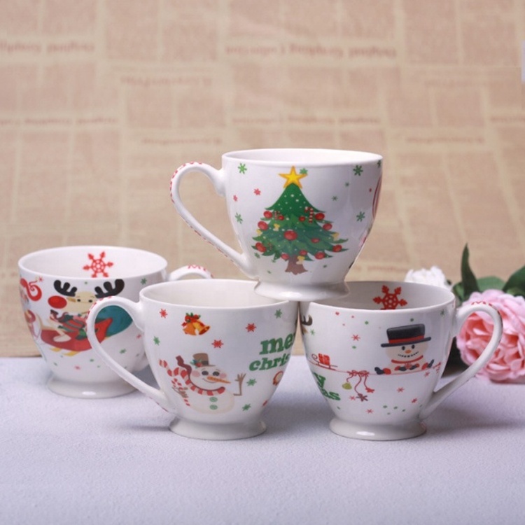 Li ling wholesale new bone china stoneware porcelain custom logo coffee cups ceramic Christmas mug