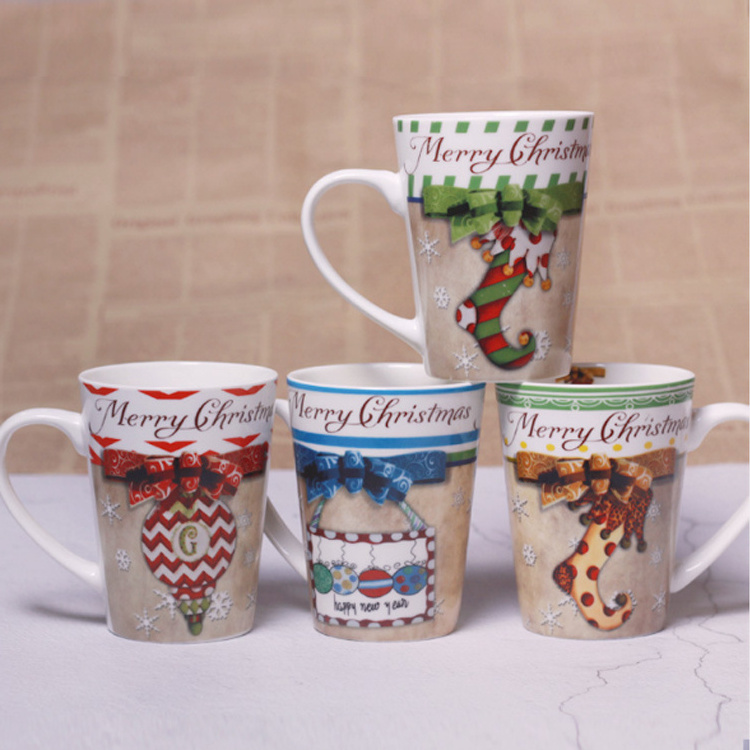 Li ling wholesale new bone china stoneware porcelain custom logo coffee cups ceramic Christmas mug