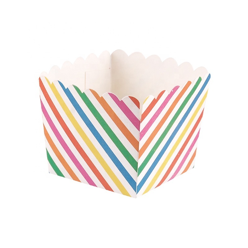 High temperature oil proof Heat resistant homemade paper square muffin baking cups Square cupcake linings