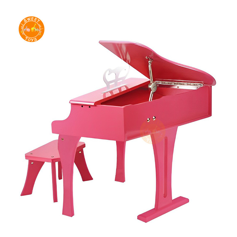 Funny pink musical instruments wooden 30 keys piano toy for kids