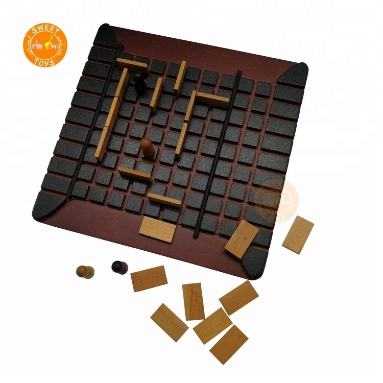 Eco-Friendly Classic Game Play Quoridor Wood Board Chess Game,Play Stone Cone Fun Children Toy,Multi Award Winning Strategy Game