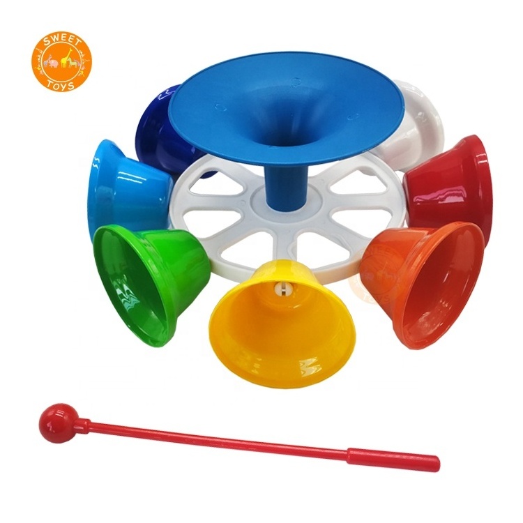 Professional Made Handbells Musical Instruments Baby Toys, Cheap Musical Spining Hand Bell Toy With 8 Tones