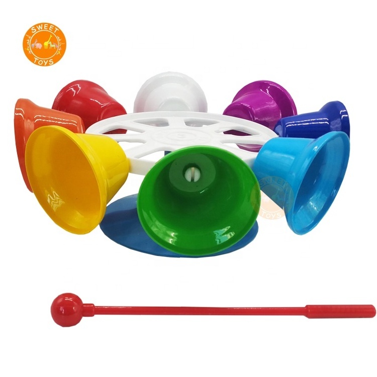 Professional Made Handbells Musical Instruments Baby Toys, Cheap Musical Spining Hand Bell Toy With 8 Tones