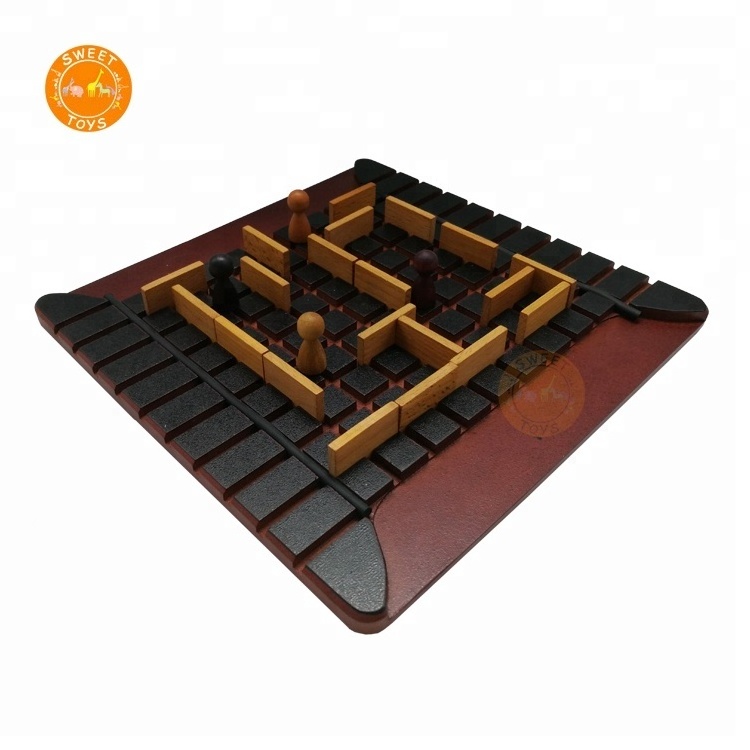 Eco-Friendly Classic Game Play Quoridor Wood Board Chess Game,Play Stone Cone Fun Children Toy,Multi Award Winning Strategy Game