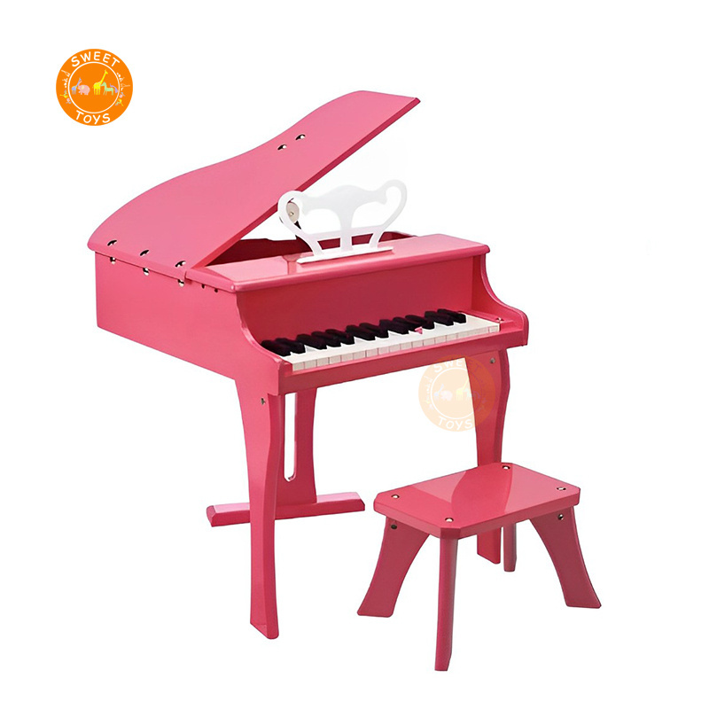 Funny pink musical instruments wooden 30 keys piano toy for kids