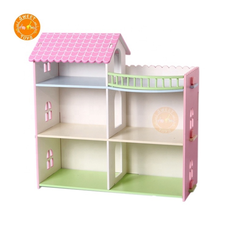 Best Design 3 floors Beachfront Mansion Children Wooden Doll House Play Set Pretend Play Dollhouse For Kids Toy