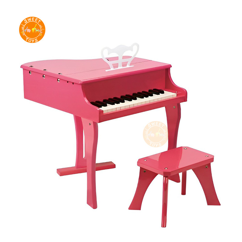 Funny pink musical instruments wooden 30 keys piano toy for kids