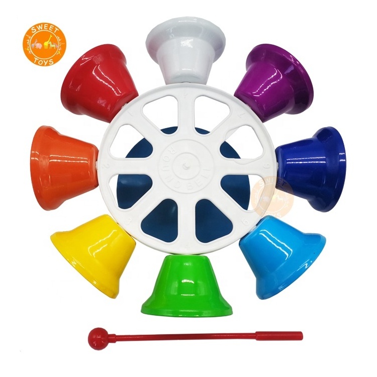 Professional Made Handbells Musical Instruments Baby Toys, Cheap Musical Spining Hand Bell Toy With 8 Tones