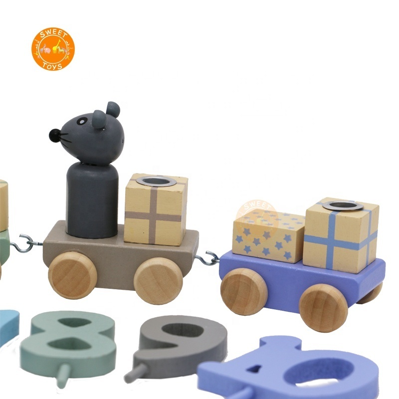 The Latest Design Wooden Animal Train With Candle Children Birthday Train Toys Magnetic Combination Car Toy Set For Kids