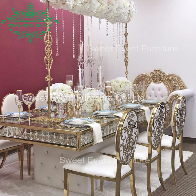 fashionable dining room furniture rose gold metal back pu infinity chairs