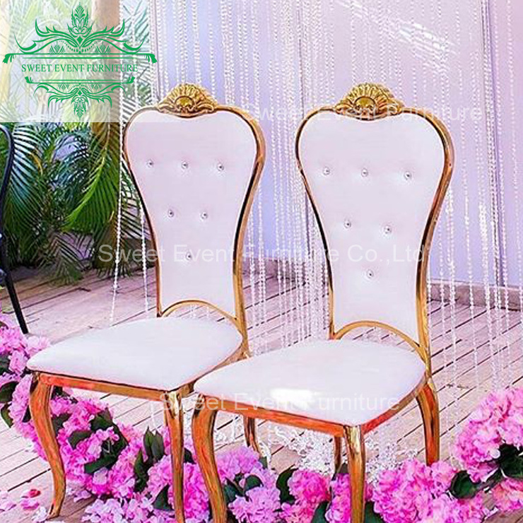 queen crown golden stainless steel rental banquet chairs made in china for sale