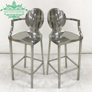 Luxury high seat atmrest gold stainless steel modern bar stools