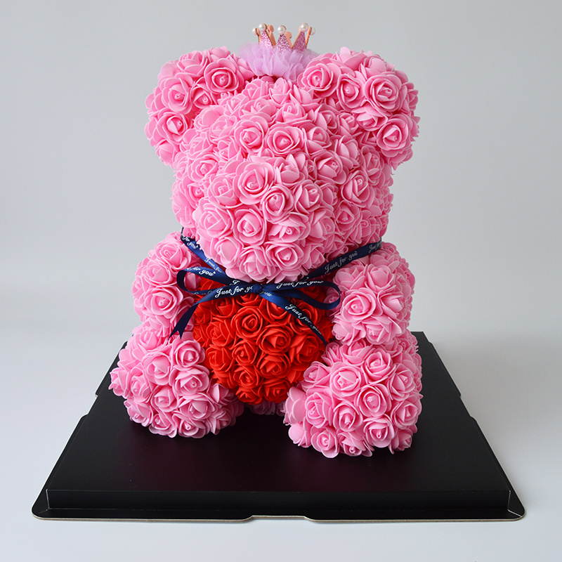 40cm pink lovely flower teddy bear from rose for best wishes gift wholesale