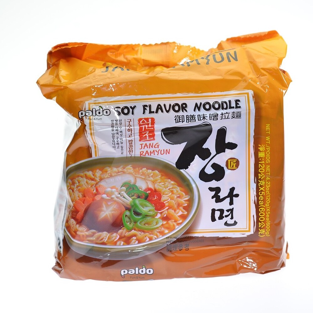 Paldo Soy Flavor Noodle OEM Factory best selling instant noodle soup bowl  Chinese ramen noodle soup(120gx5)