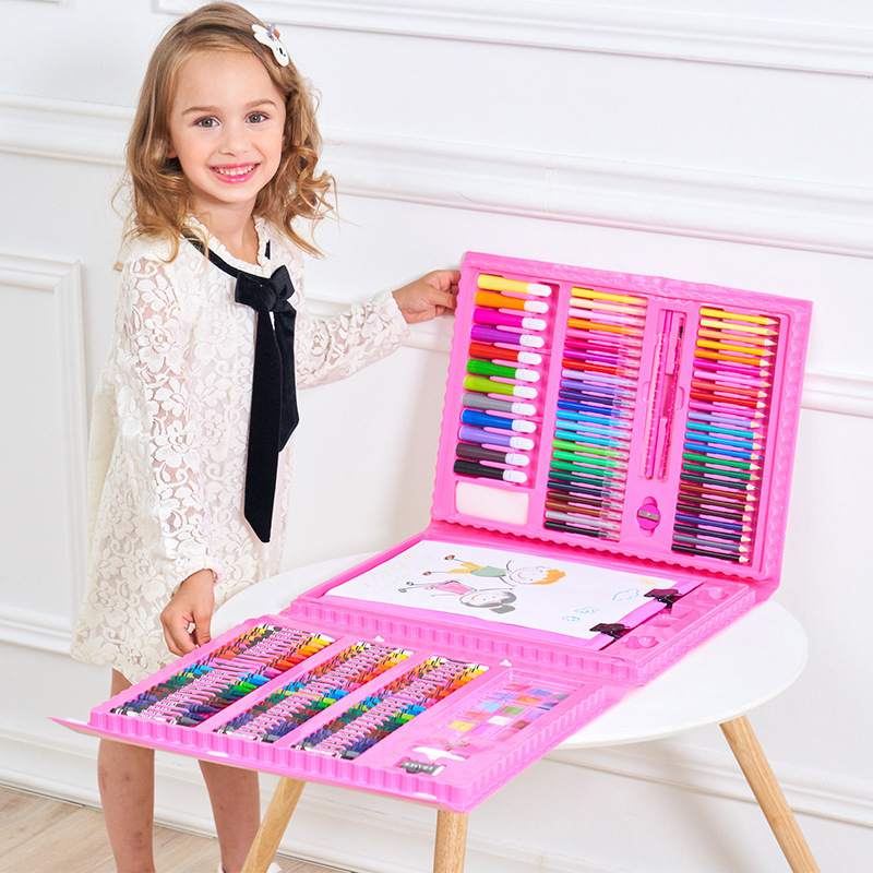 Preschool kids art painting set 176 pieces water color pen Fun and cheap kids drawing toys art supplies for kids painting set L1