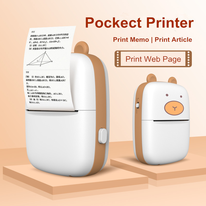 Mini Wireless Pocket Printer Computer Phone Photo Thermal Label Printing Printer for School Office Home Using