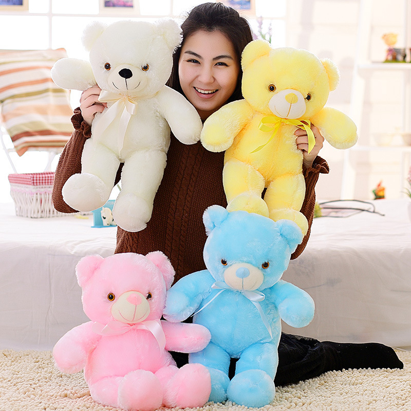 Luminous Creative Light Up Led Teddy Bear Stuffed Animal Plush Toy Colorful Glowing Bow Tie stuffed animals toys dogs