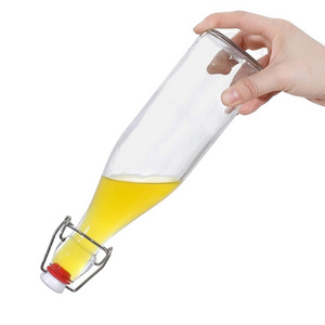 Flip Lid Clear Drink Beer Wine Water 16 oz 34oz glass bottle for beverage wholesale swing top glass bottles with stoppers