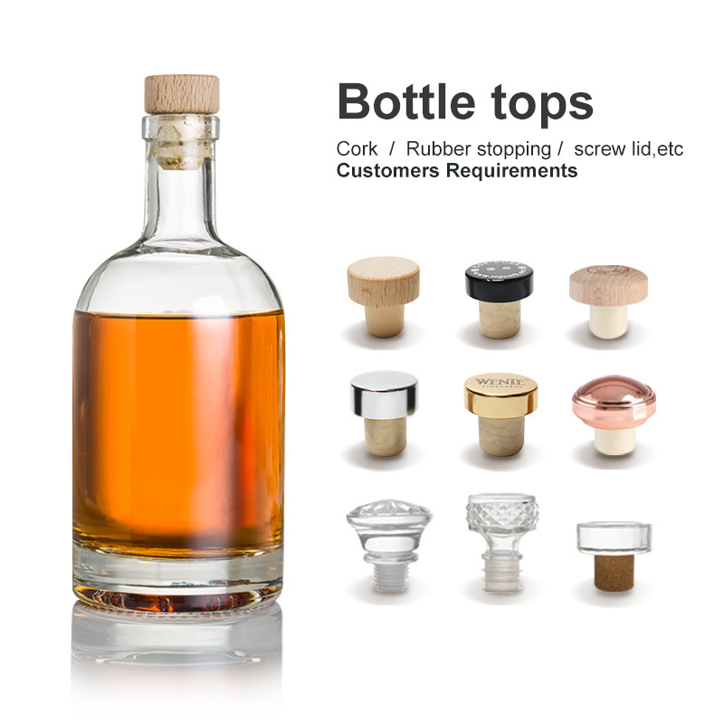 Bartop Clear Matte Black Glass Liquor Bottle 700ml 750ml Nordic Gin Whiskey Vodka Liquor Spirit Bottle for Liquor Rum