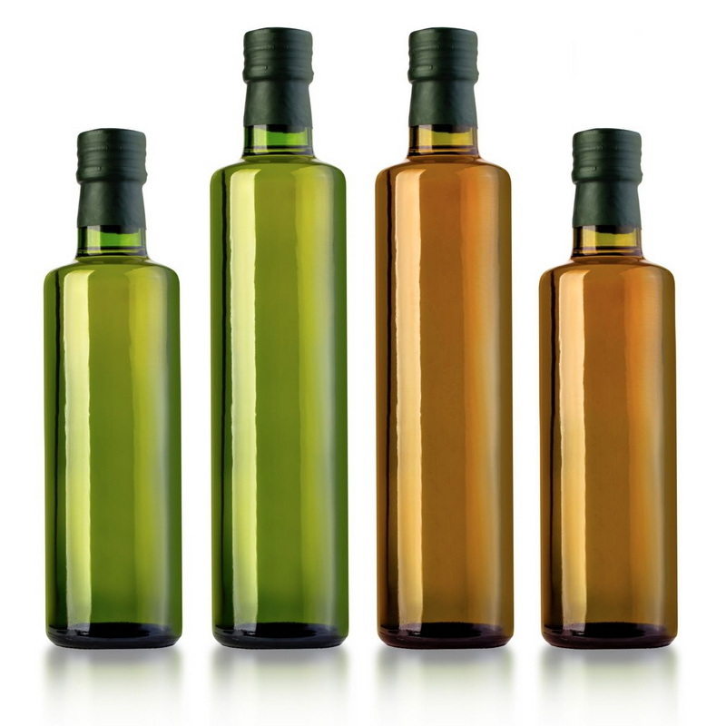 porcelain Bulk Food Grade 250ml 500ml 750ml 1000ml Round Clear Amber Dark Green Marasca Glass Olive Oil Bottle