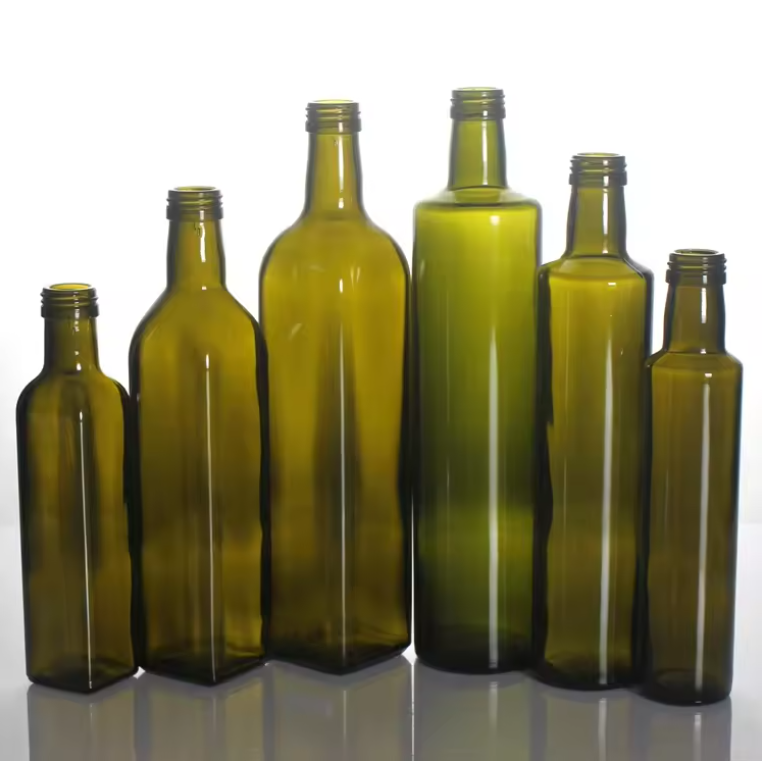 Food Grade Glass 250ml 500ml 750ml 1L Cooking Olive Oil Bottle Empty Square Marasca Olive Oil Glass Bottle with Pour Spout