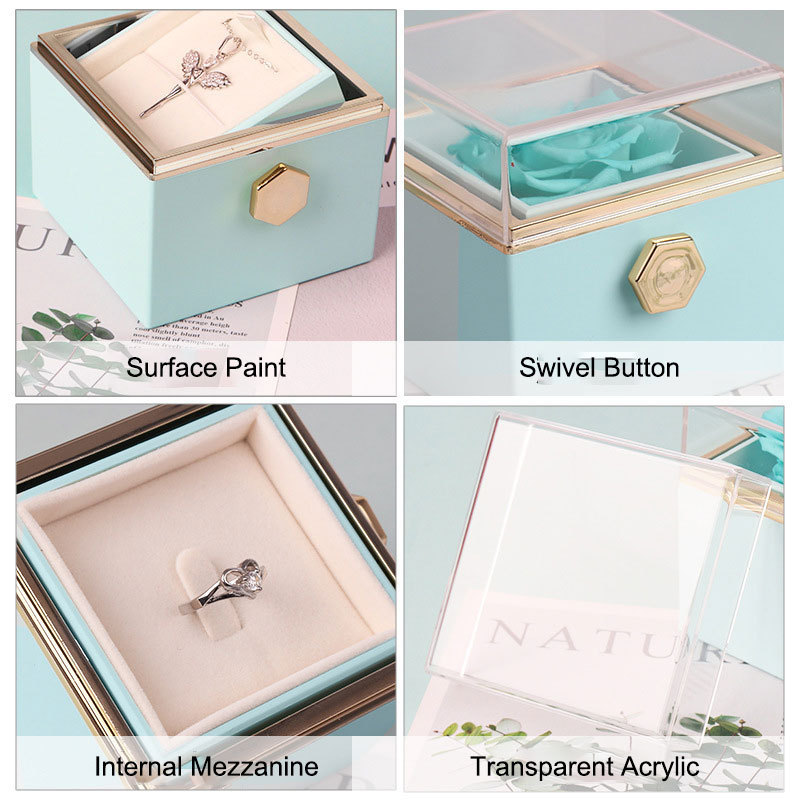 Wholesale 2024 Mothers Day Forever Preserved Flowers Gifts With I Love YOU Heart Necklace In Rotating  Eternal Rose Jewelry Box