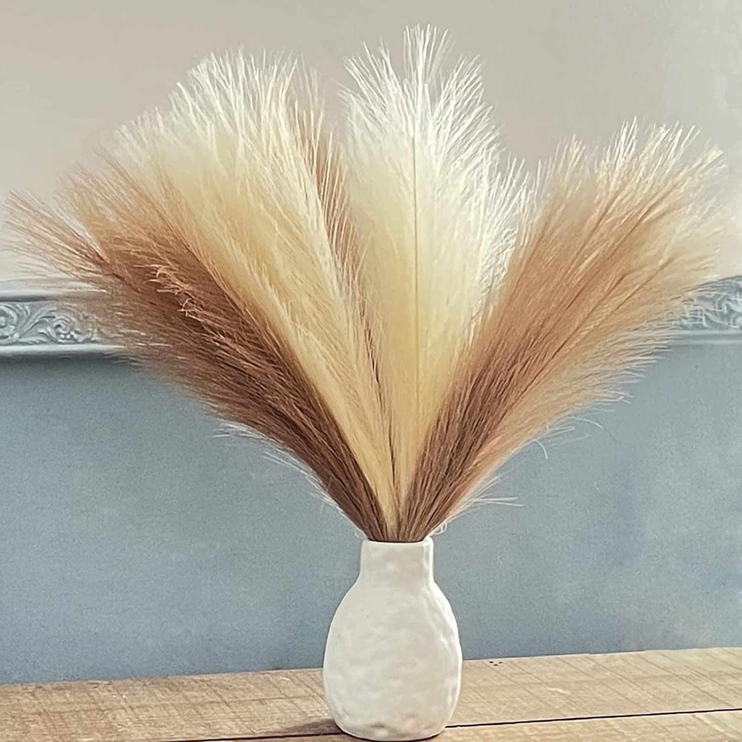 Factory Wholesale 45cm 7 Steam Artificial Pampass Artificial Silk Plant Decorative Flowers Faux Pampas Grass for Decoration