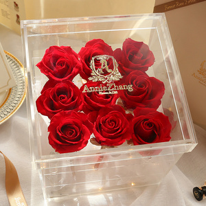 Wholesale Infinity forever secas flor preservada al por mayor eternal preserved rose immortal flower rosas eterna in acrylic box